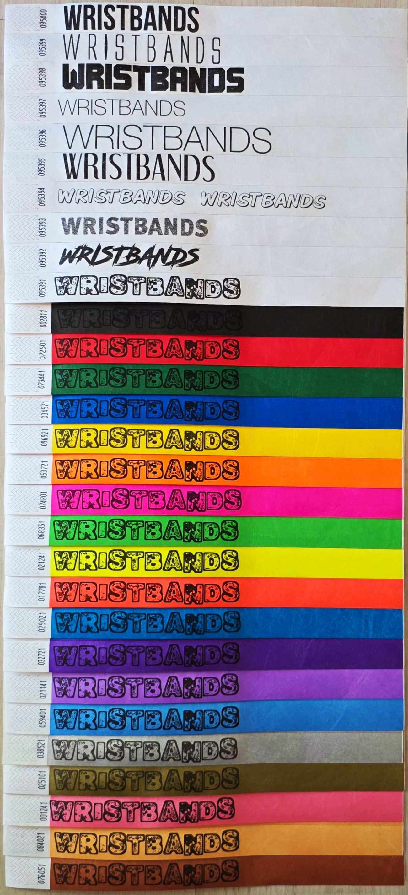 Impressão a preto em todas as cores de pulseira Tyvek