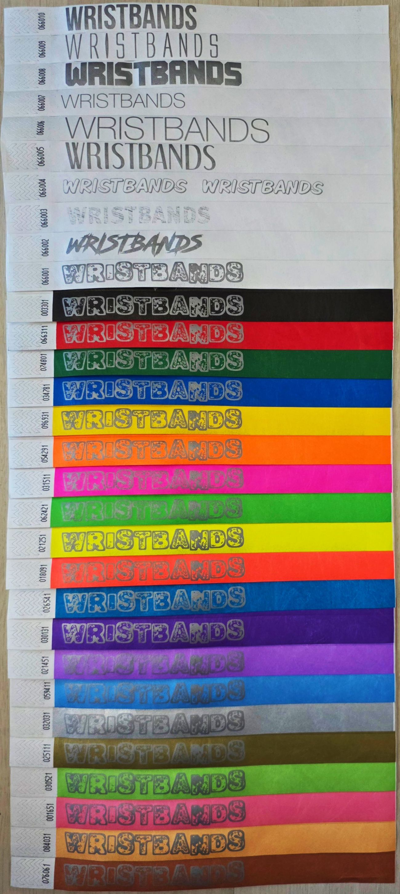 Impressão a prata em todas as cores de pulseira Tyvek