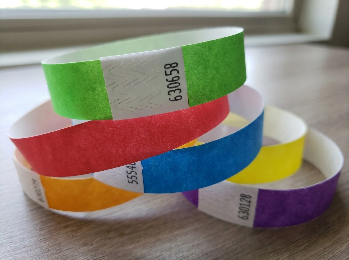 Pulseiras de identificação invioláveis coloridas com fecho anti-transferência para grande evento seguro